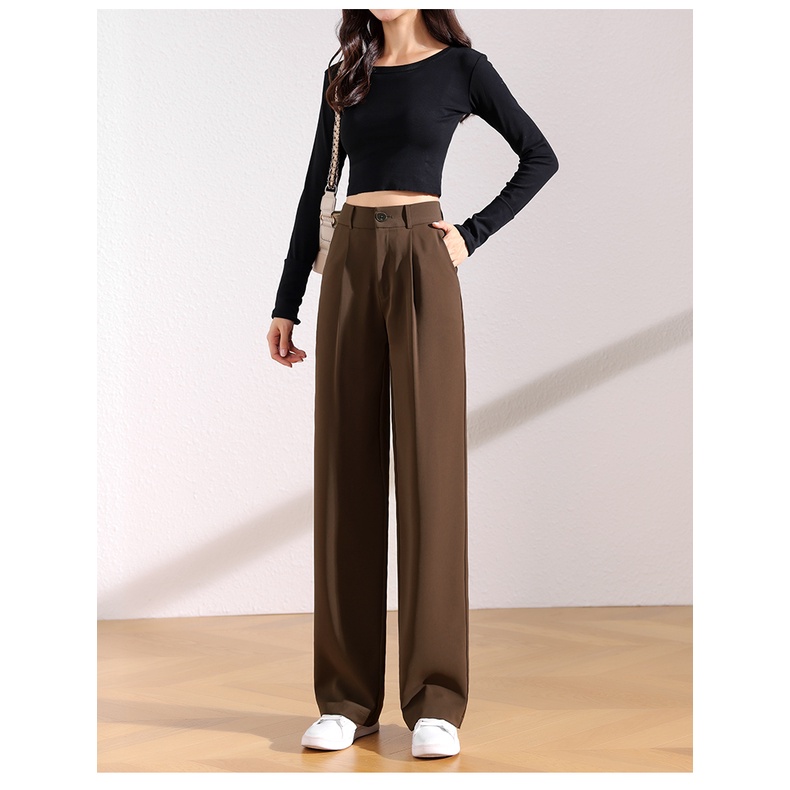 Coklat Highwaist Celana Kulot Wanita Loose Korea Style