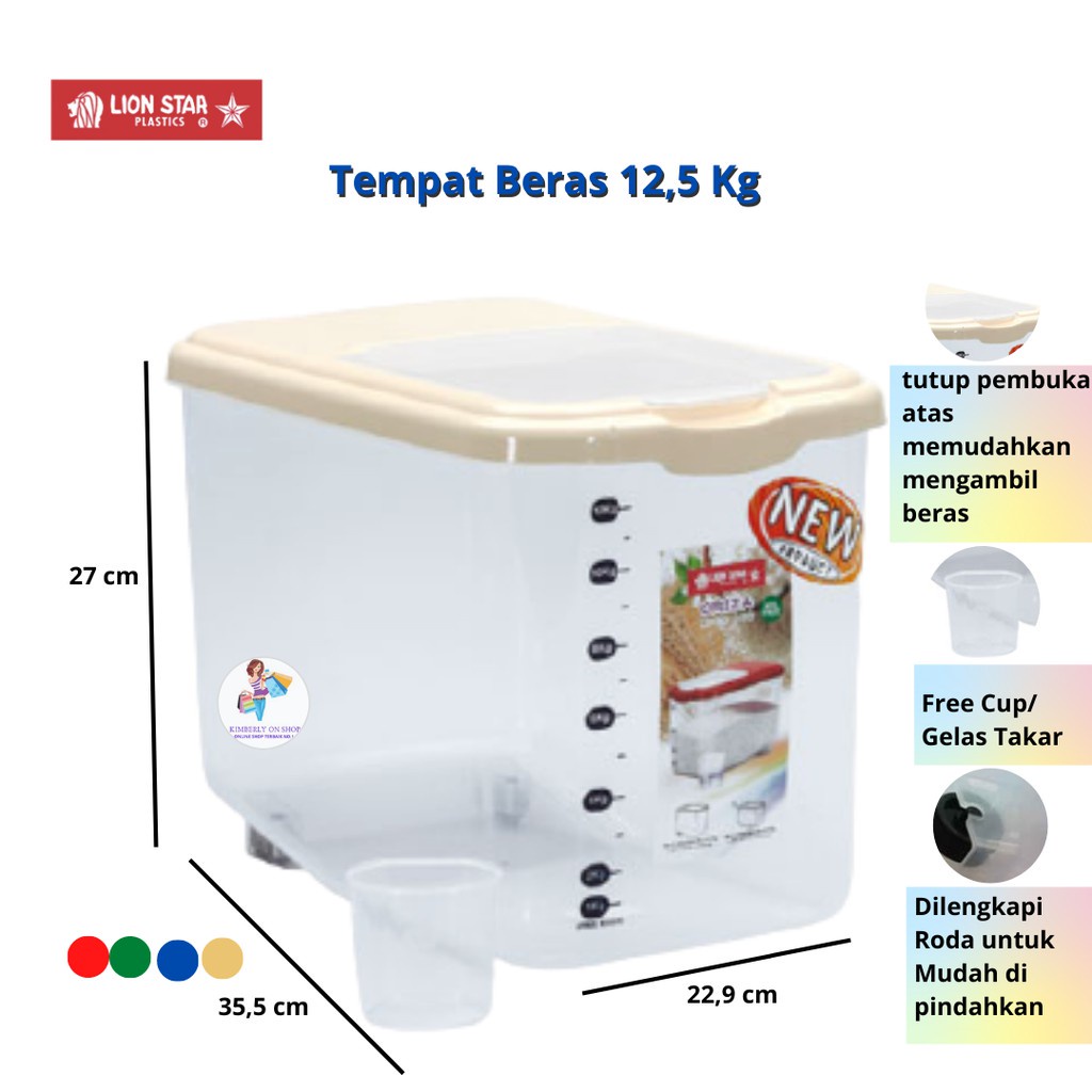 Kotak Beras Tempat Beras Oriza Rice Box 12,5kg RB 17 Lion Star