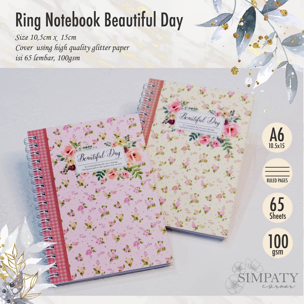 

Ring Notebook | Korean look Notes | Ring Note flower Simpaty