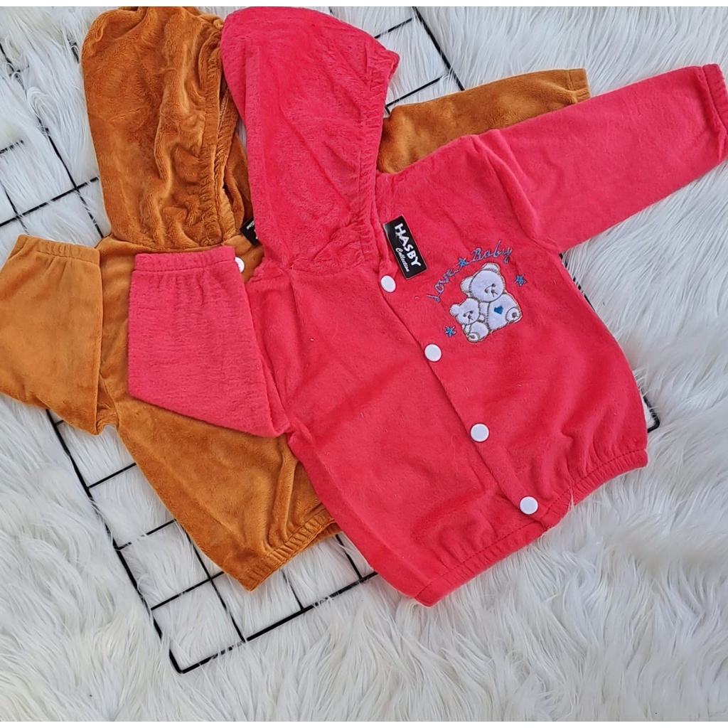 jaket anak bludru hangat, lembut, lucu dan murah3-18 bulan