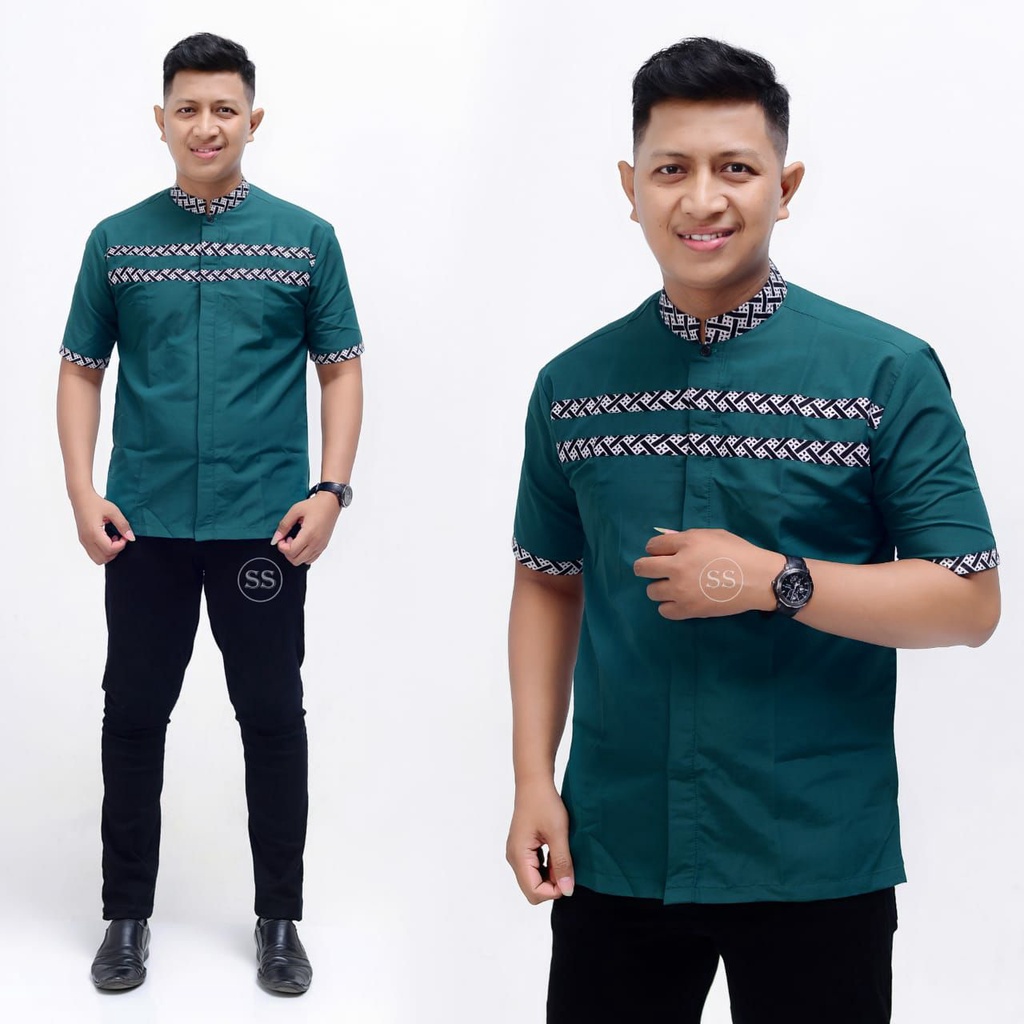 Baju Koko Pria Bordir Syubbanul Muslimin Koko Azzahir Koko Kurta Lengan Pendek