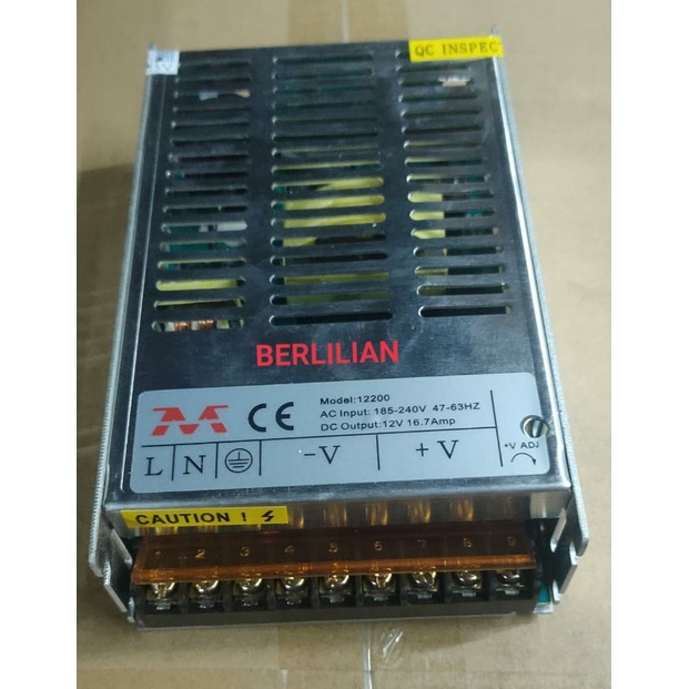 power supply 12200 dc 12v 16,7a input ac 185-240v