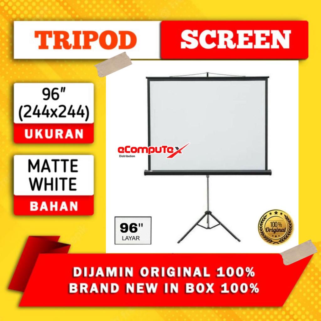 SCREEN PROJECTOR TRIPOD 96&quot; 1:1- LAYAR PROYEKTOR TRIPOD 96 INCH 1:1