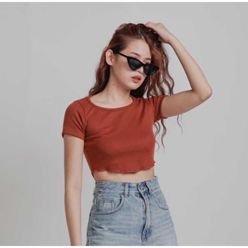 CAVALU Korean Knit Crop Top Korea Kaos Atasan Wanita 098