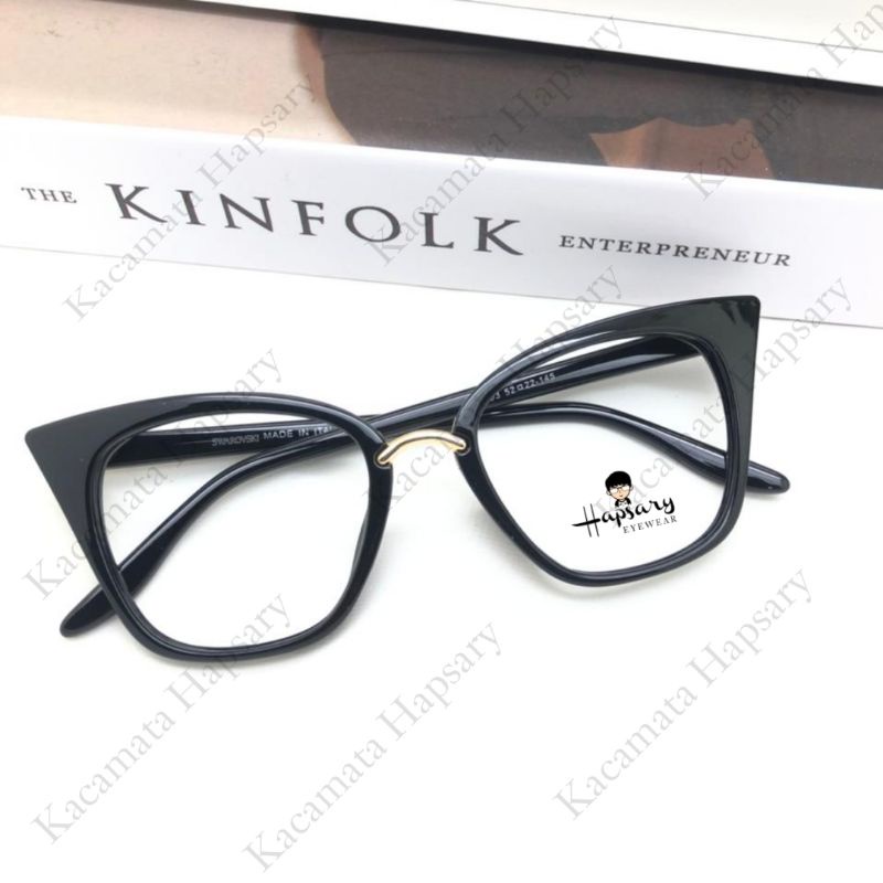 Frame Kacamata Wanita Cat eye 97093 Antiradiasi | Bisa Request Minus Cylinder dan Plus | Anti UV Photocromic dan Bluecromic