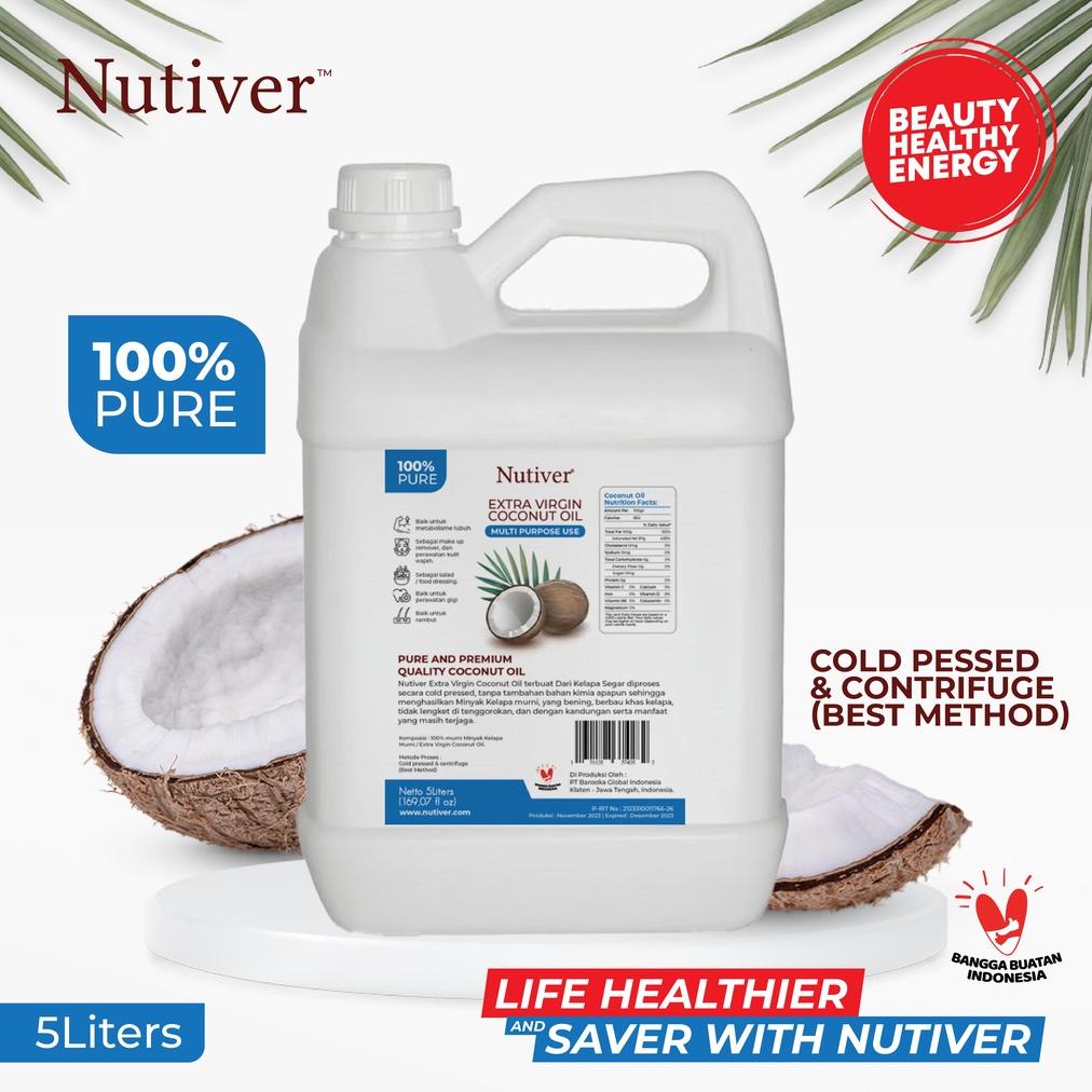 NUTIVER PREMIUM VCO Virgin Coconut OIL 5 Liter - EVCO EXTRA VIRGIN COCONUT OIL MINYAK KELAPA MURNI A