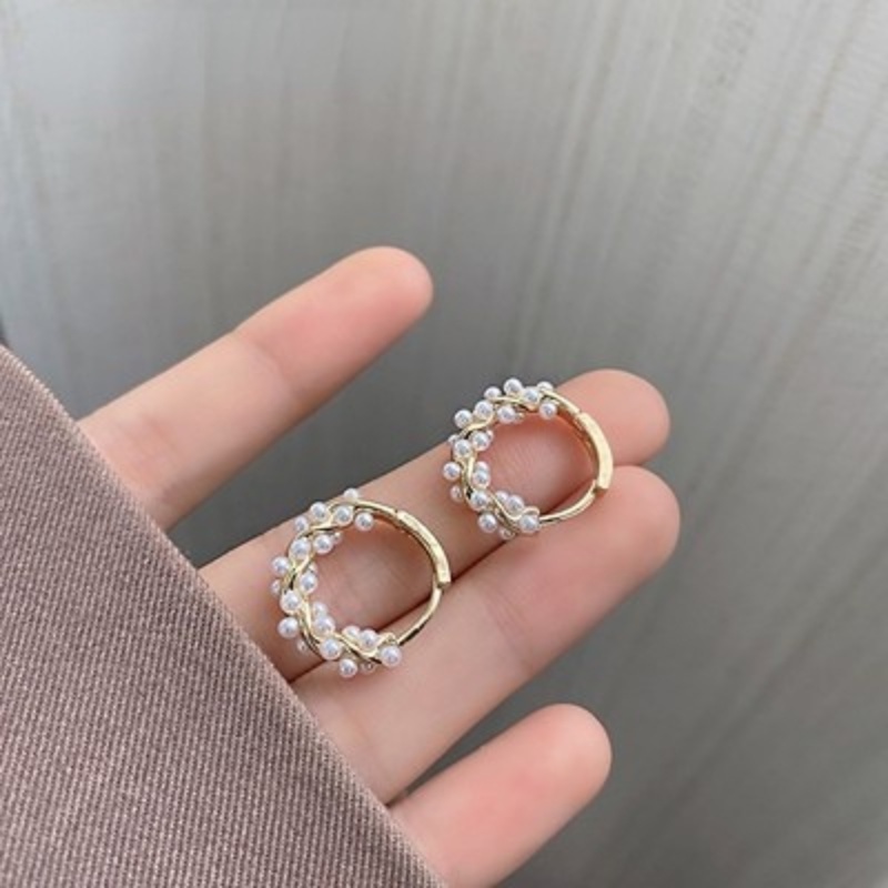 Anting Mutiara Korea Anting Lingkaran Mewah Ringan Anting Desain Niche Perempuan