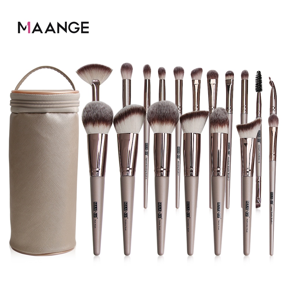 MAANGE 18 Pcs/Set Makeup Brush Set Rambut Lembut Fluffy Bag Kuas Kosmetik Blush On Bubuk Concealer Eyeshadow Blending Sikat Besar Alat Kecantikan Untuk Wanita Makeup Tool Mult5810
