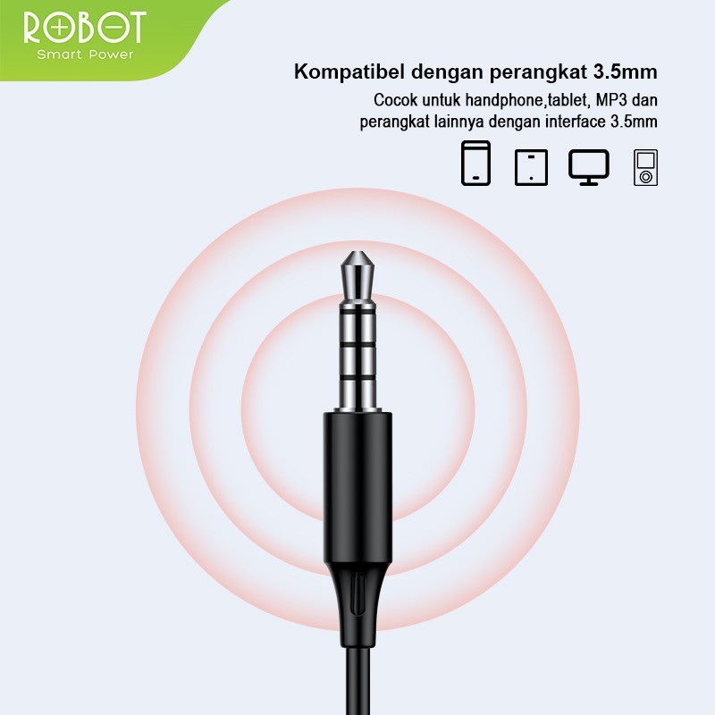 Earphone ROBOT RE602 Powerful Bass High Definition - Robot RE602 Wired Earphone