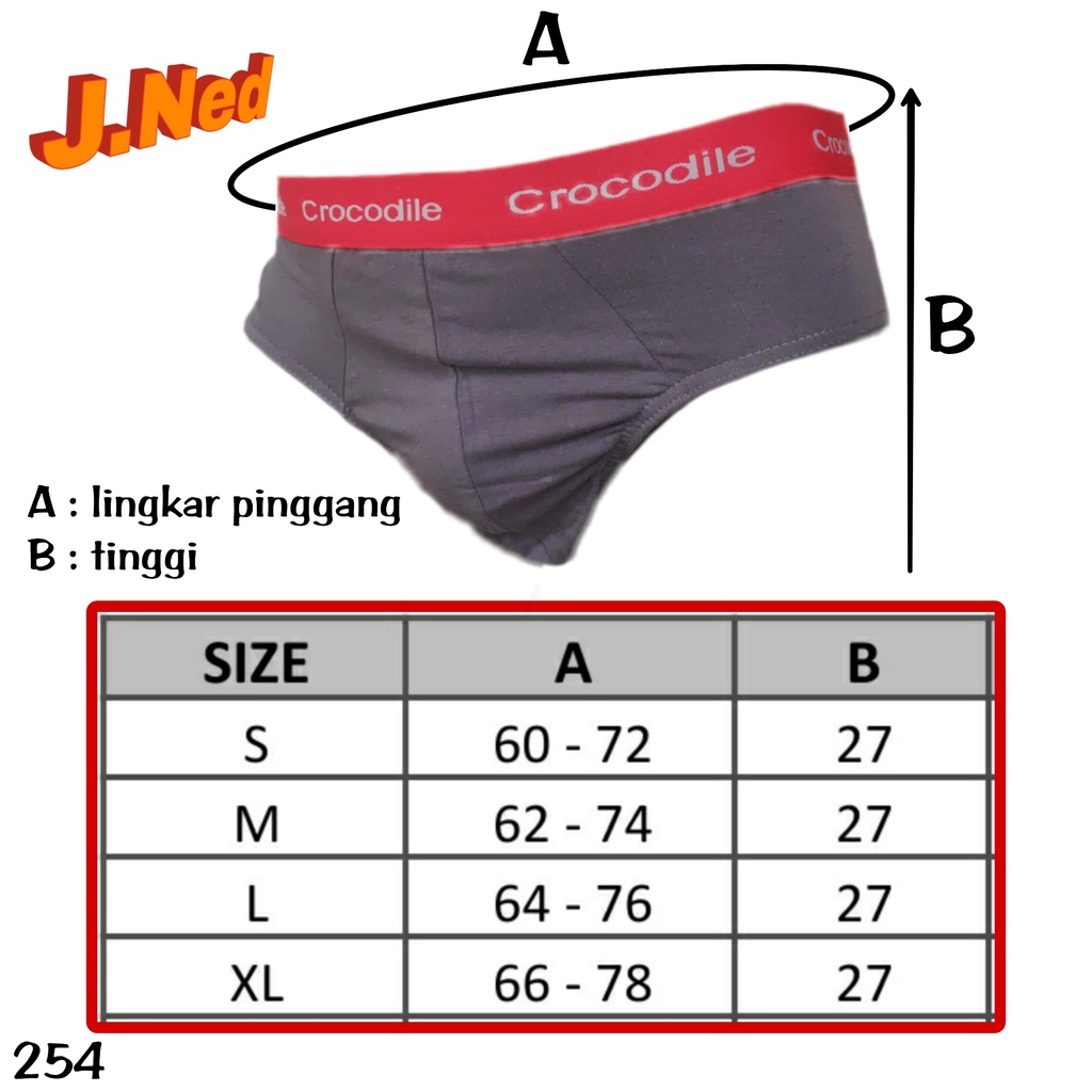J254D - (1BOX ISI 2 PCS) CELANA DALAM PRIA CROCODILE SIZE S - XL