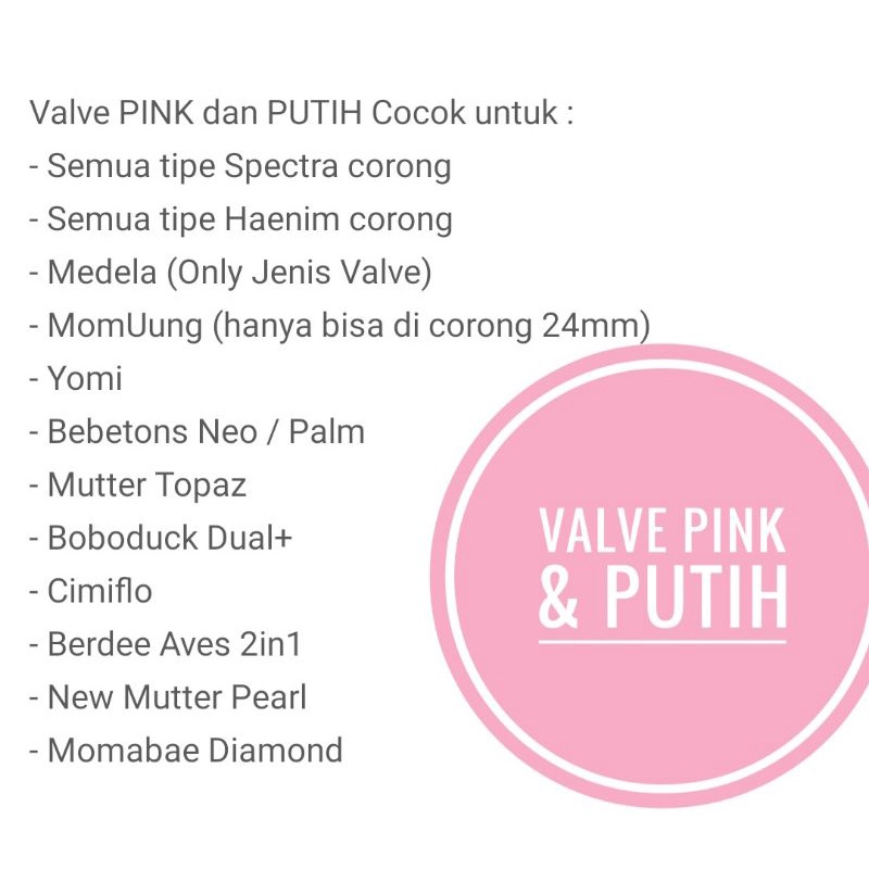 2 Pcs Valve Pink Valve Putih Duckbill Membran Pompa ASI corong &amp; Handsfree