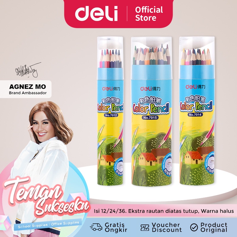 

READY Deli Pensil Warna Youku Warna Cerah Bahan Kuat, Bentuk Pensil Heksagonal 12/24/36 Warna 701X VI4567