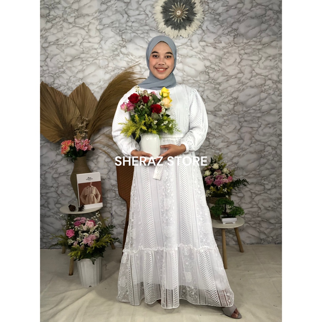 Gamis Dress Brukat Jumbo Ld 120 130 140 ZIZARA BRUKAT S M L XL XXL XXXL 5L Gamis Wanita Terbaru 2022