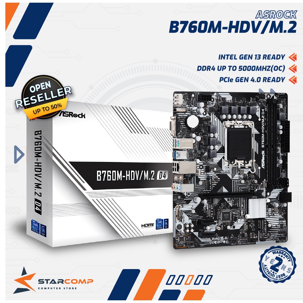 ASROCK B760M-HDV/M.2 D4 Motherboard Intel B 760 M LGA 1700