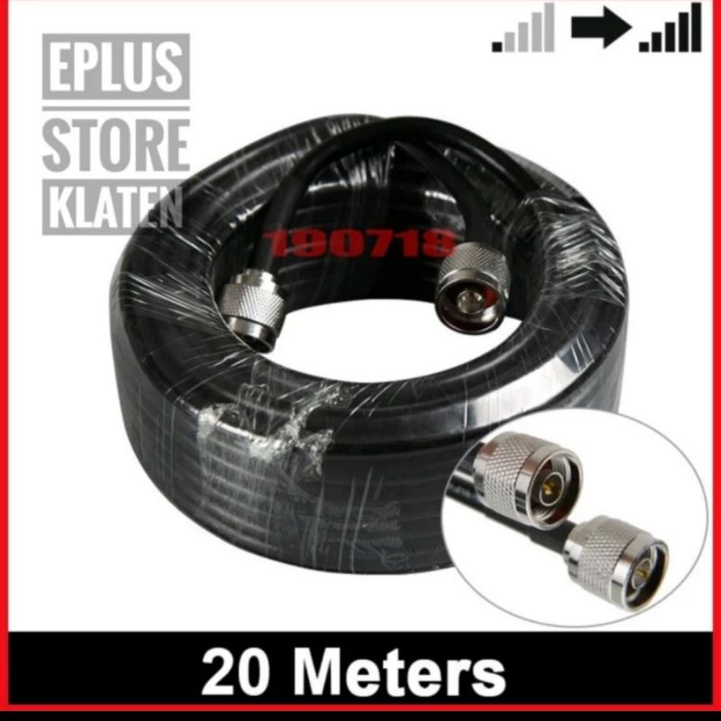 Kabel Coaxial 5D 20M 50ohm dengan konektor N Male untuk antena gsm