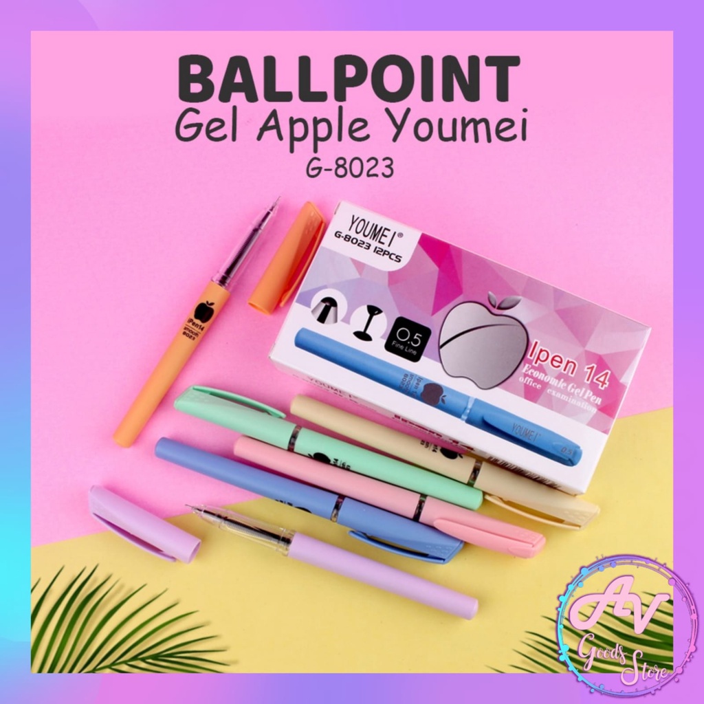 

Ballpoint Gel Apel Youmei G-8023 (12pcs) / 1Lusin Pulpen Gel Ipen14 Pastel