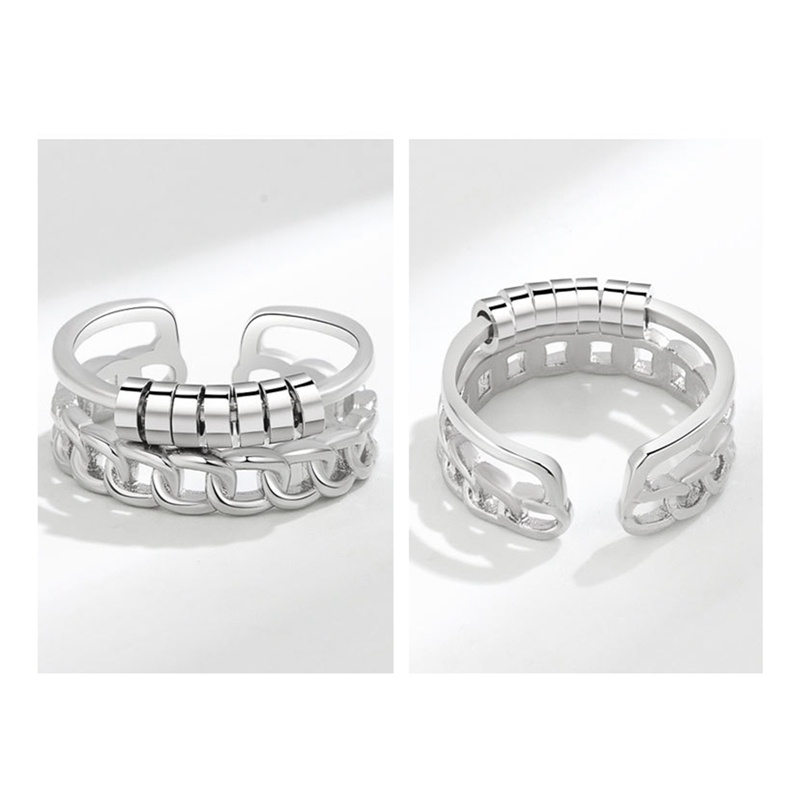 Usir Manik-Manik Kecemasanmu Cincin Gelisah, Pembukaan Yang Dapat Disesuaikan Retro Dua Layer Manik-Manik Salib Cincin Manik Bulat