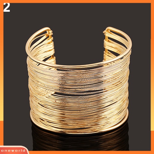 {oneworld} Fashion Wanita Multilayer Metal Wires Strings Open Bangle Lebar Manset Gelang