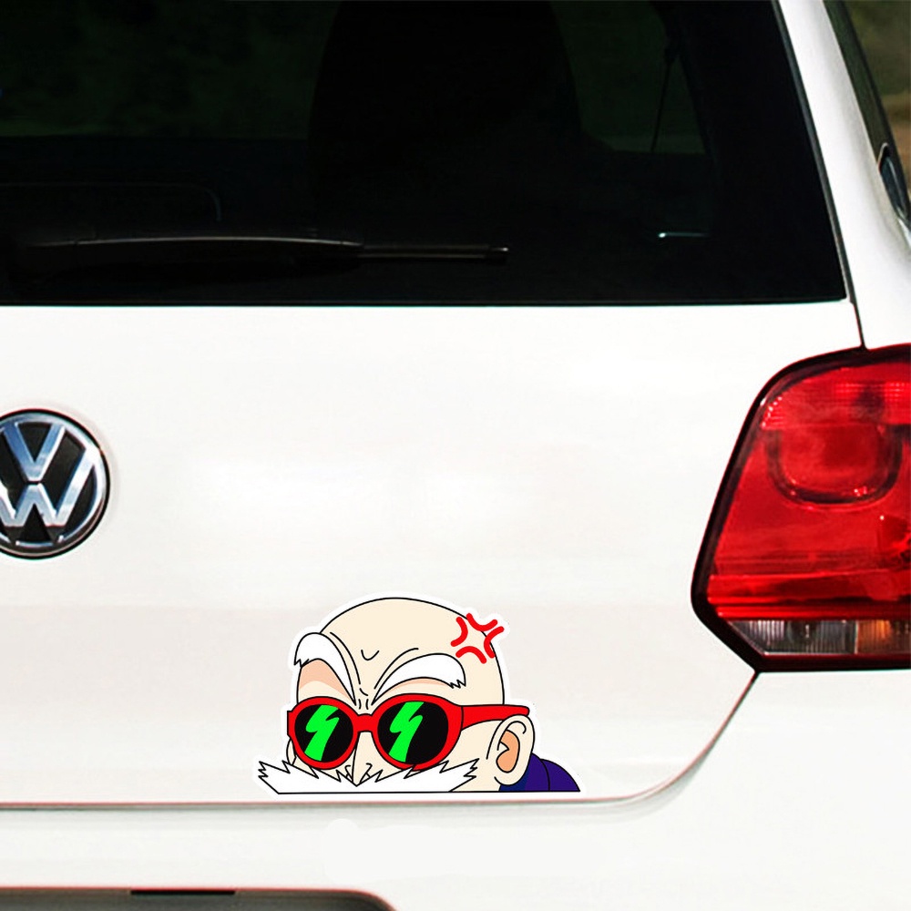 Master Dragon Ball Roshi Marah Kakarotto Membuat Wajah Kartun Lucu Stiker Bodi Sepeda Motor Animasi Jepang Jendela Mobil Depan dan Belakang Bumper Reflektif Dekoratif Reflektif