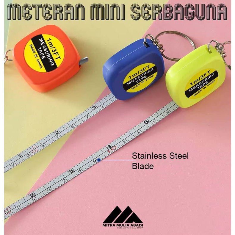 Gantungan kunci meteran mini 1m Tukang aksesoris Measure Tools