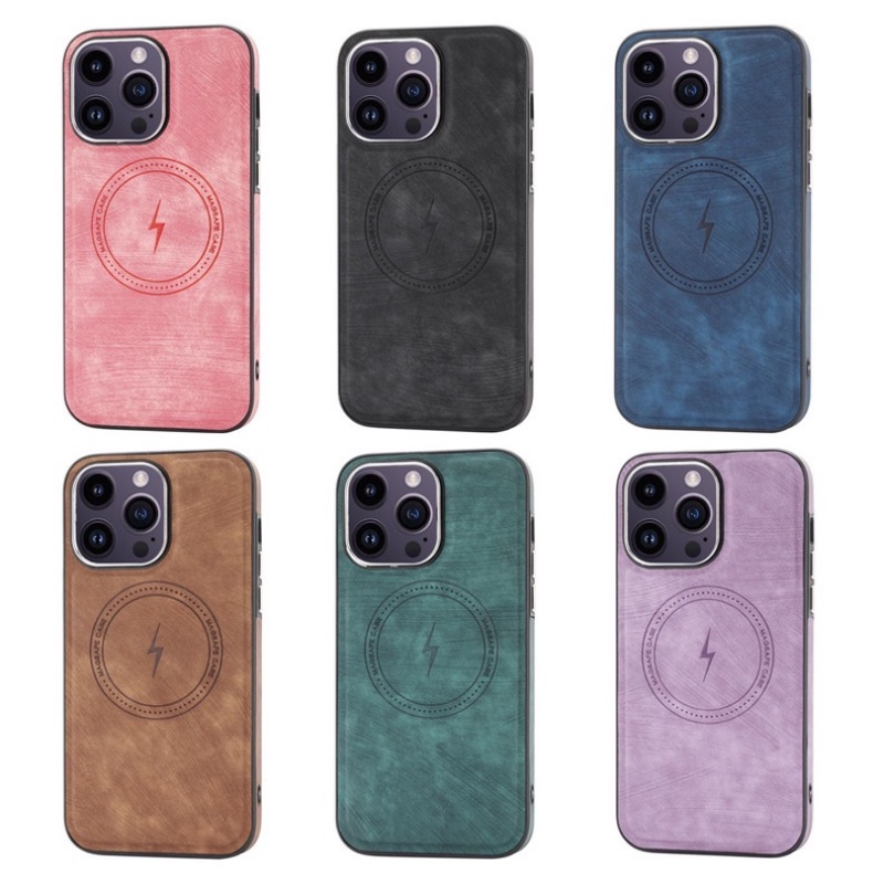 IPHONE Soft Case Kulit Imitasi Matte All Pack Ungu Untuk Iphone11 12 13 14 Pro Max 14Plus Magnetik Matte Sutra Casing Anti Pecah