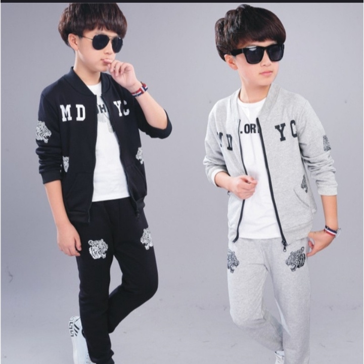 SETELAN ANAK USIA 5-11TH ATASAN JAKET BOMBER DAN CELANA JOGER PENUH KARAKTER