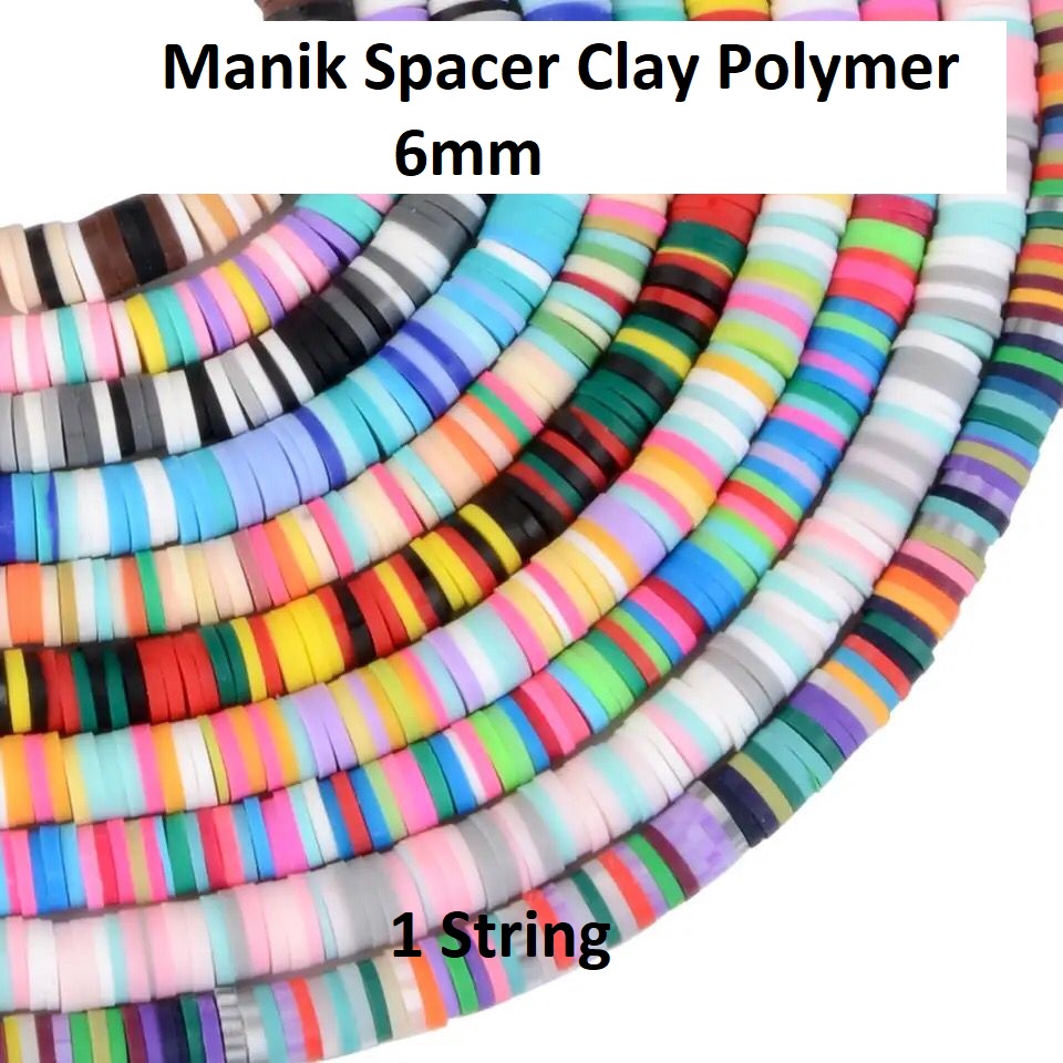 Manik Spacer Clay Polymer Lembut Warna-WarniUk 6mm Harga/String