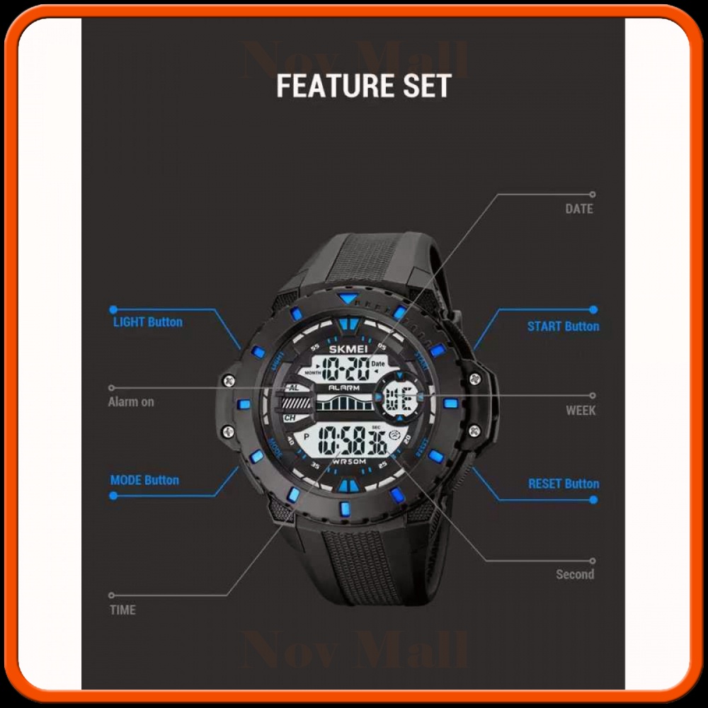 SKMEI Jam Tangan Pria Digital Sport Watch Alarm Waterproof - 1885