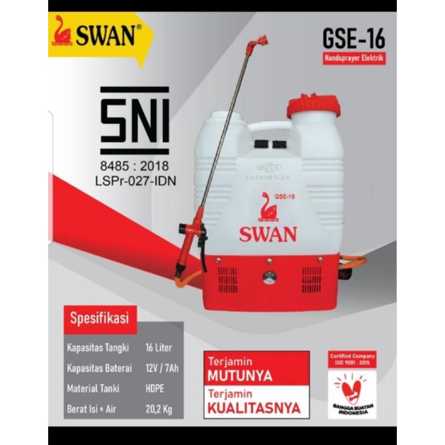 Sprayer Alat Mesin Semprot Hama Desinfektan Elektrik Swan GSE16 GSE 16