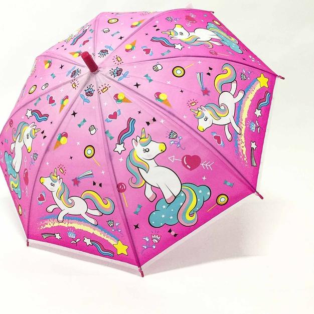 Depan TCS Payung anak unicorn / pony / plastik / semi transparan / dof / kuda poni cantik