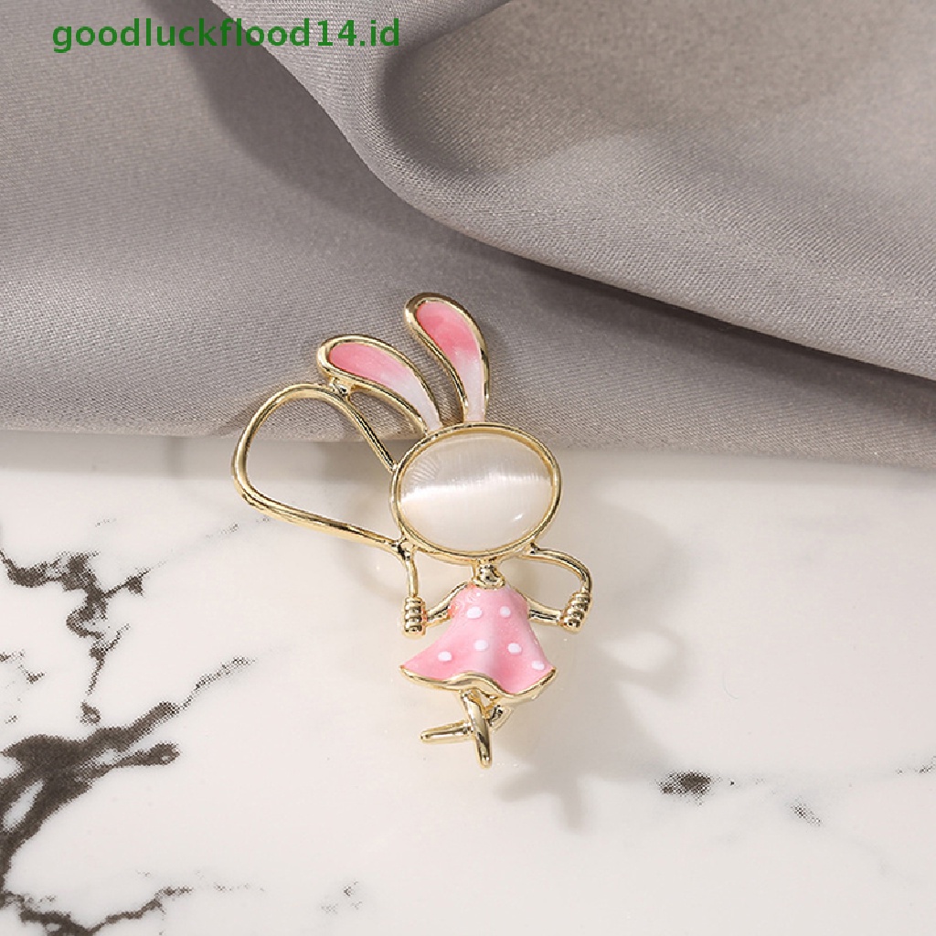 [GOOGFOUR] Retro Skipping Rope Rabbit Bros Untuk Wanita Pakaian Mantel Enamel Hewan Bros Pin Hadiah [TOP]