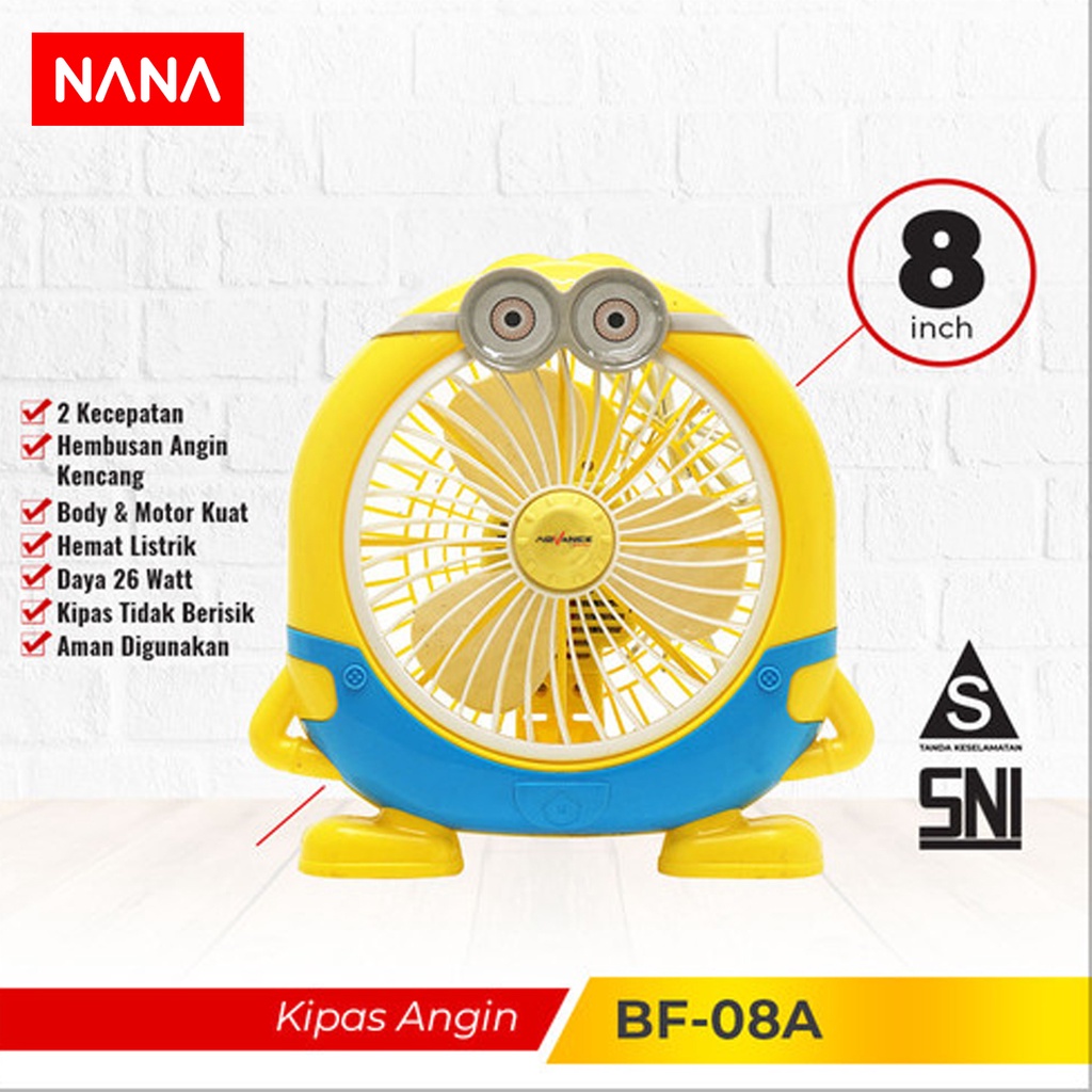 NANA - Advance Kipas Listrik Karakter BF08 Kualitas SNI / Kipas Meja 8 Inch Angin Kencang