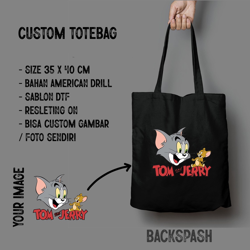 TOTEBAG TOM &amp; JERRY LUCU BISA CUSTOM