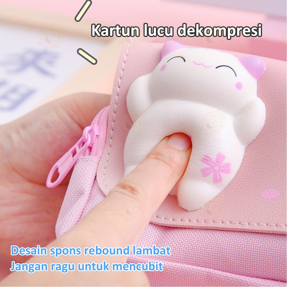 Poney Kotak pensil anak perempuan dekompresi lembut Tempat pensil anak berkapasitas besar Squishy pencil case anti air