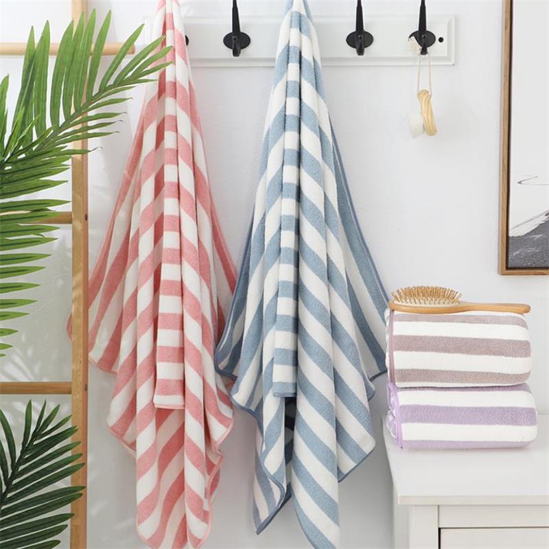 Handuk Mandi Dewasa Microfiber bulu 70x140 50x100 35x75 Motif Salur Garis  Handuk Mandi Anak Bayi Lembut Super Serap Air Import Premium