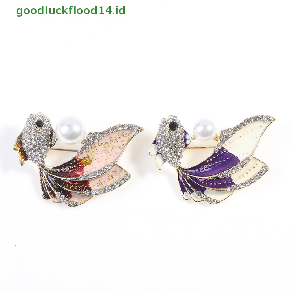 [GOOGFOUR] 1pc Kristal Berlian Imitasi Ikan Mas Bros Wanita Brooch Pin Aksesoris Pakaian [TOP]