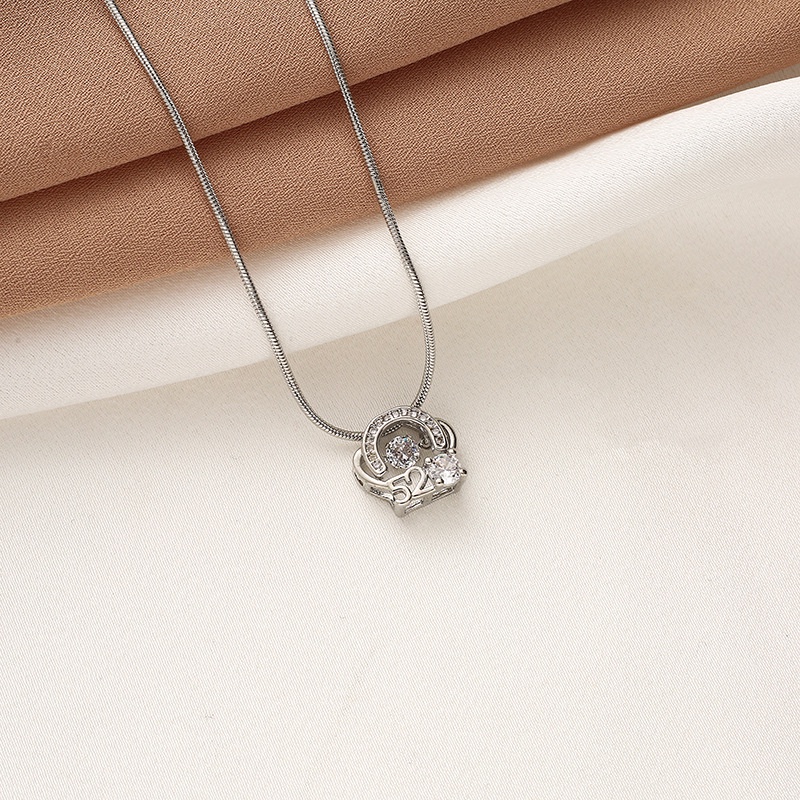 XiaoboACC Korea Fashion Micro Inlay Zircon Love Kalung Liontin Pinggang Kecil - 50CM