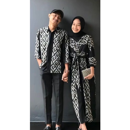 READY STOK SET COUPLE TENUN BAJU KONDANGAN CLARA DRESS BLACK