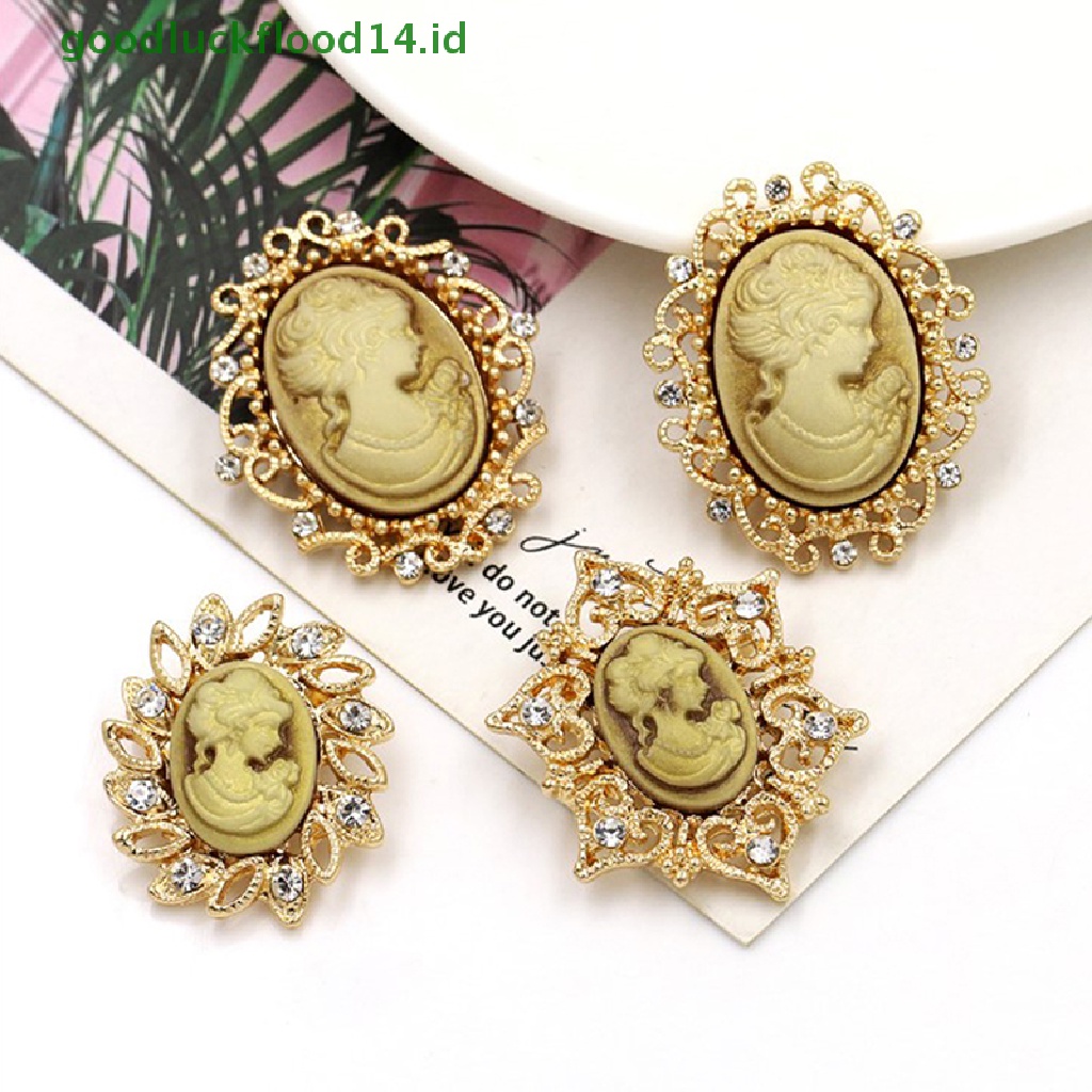 [GOOGFOUR] 12buah Pin Bros Cameo Bahan Resin Dan Berlian Imitasi Gaya Vintage in Antik [TOP]