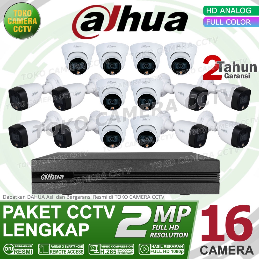 PAKET CCTV DAHUA 2MP FULL COLOR 16 CHANNEL 16 KAMERA