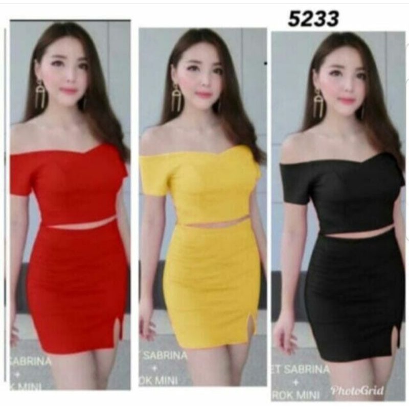 stelan 1800 sabrina rok mini scuba / set dres import
