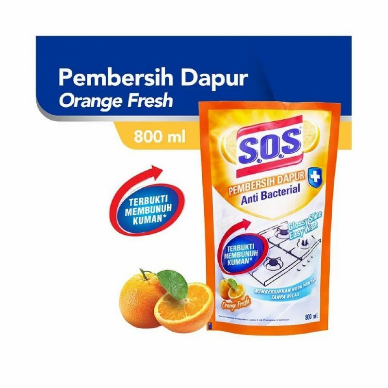 SOS Pembersih Dapur Antibacterial Orange Fresh 800ml