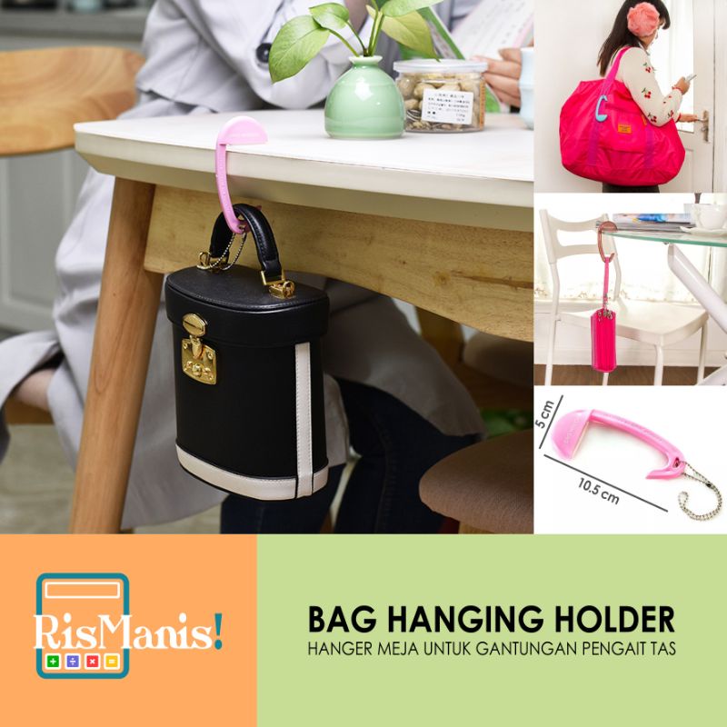 BAG HANGING HOLDER - Hanger Tas Gantungan Pengait Handbag Tote Bag Tempel Sisi Pinggiran Meja Sandaran Kursi Cantolan Travel Hemat Tempat Organizer Portable Hook Pouch Display Toko