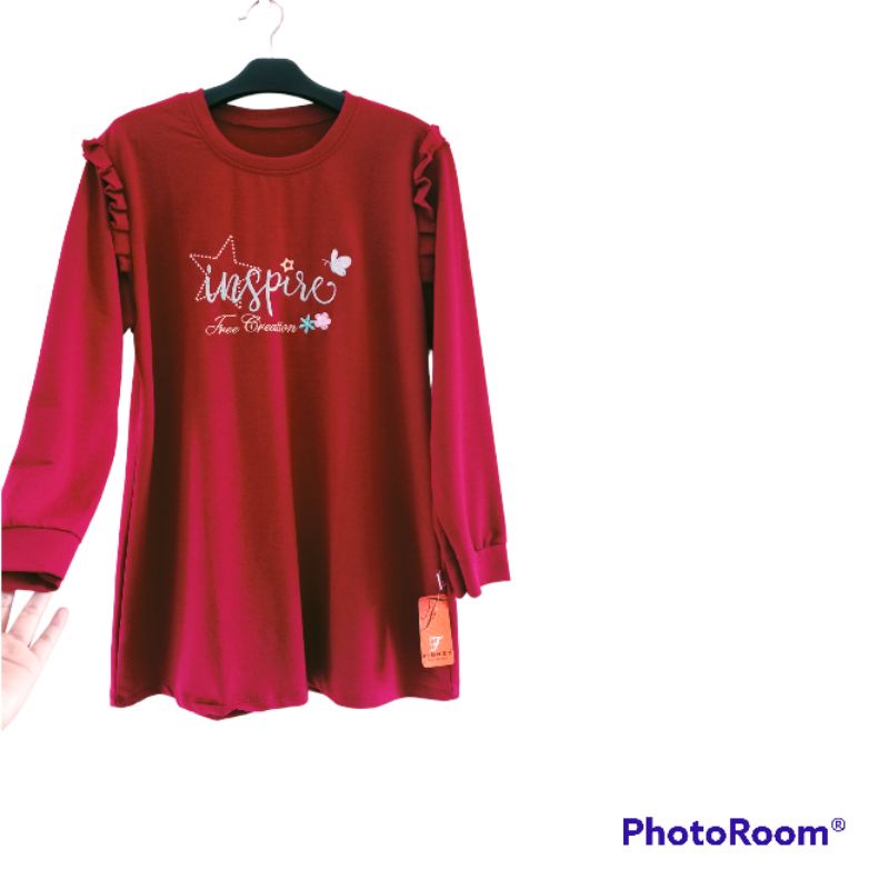 SF KAOS WANITA BABYTERY LENGAN PANJANG MERAH MAROON
