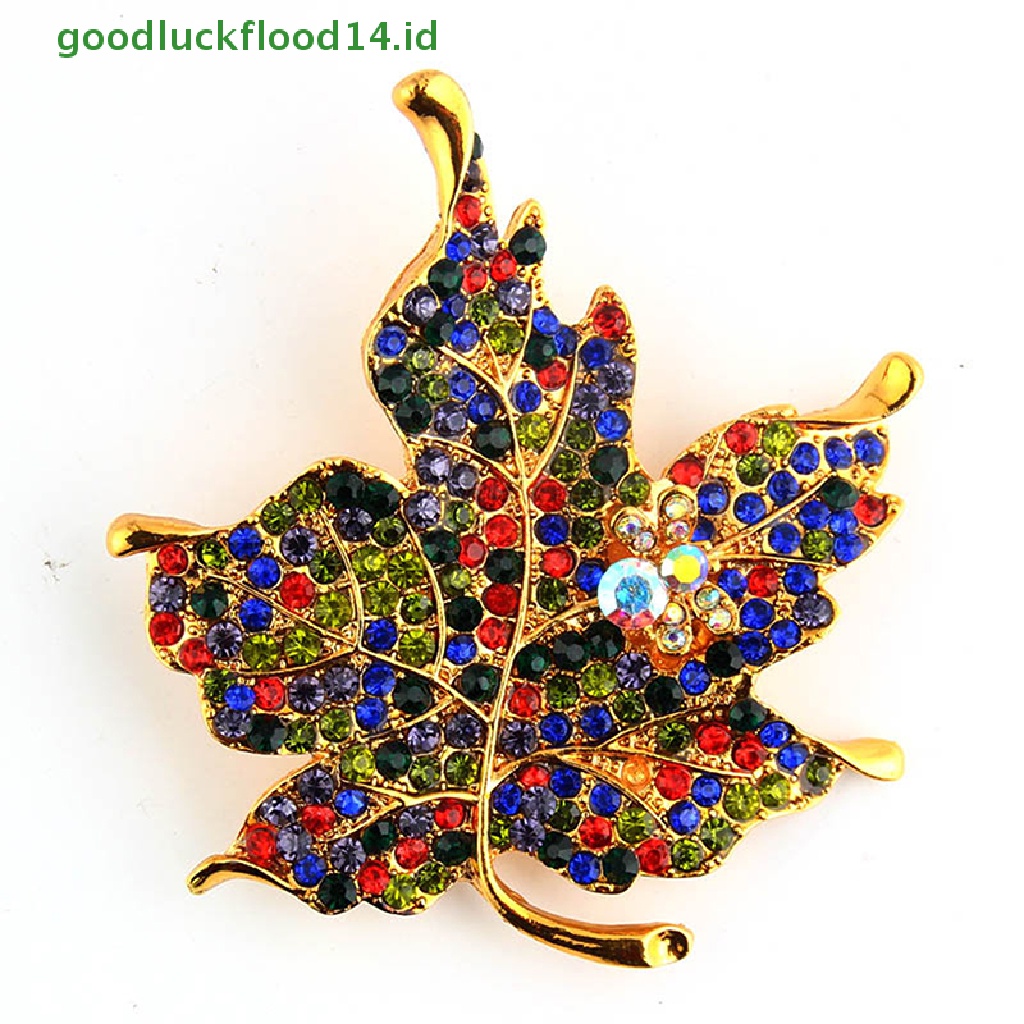 [GOOGFOUR] Warna-warni Maple Leaf Shaped Bros Pin Pakaian Pernikahan Berlian Imitasi Daun Pin [TOP]