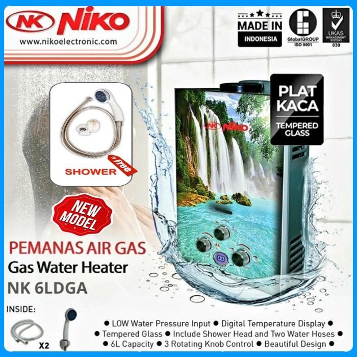 NIKO Water Heater NIKO NK-6LDGA/NK-LDGB/NK-LDGC/NK-LDGD Tempered Glass