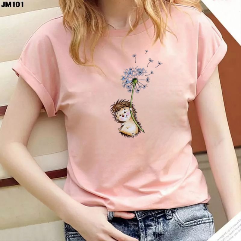 Kaos Wanita Baju Oblong Cewek Atasan Dewasa Tshirt Lengan Pendek Oversize Bunga Fashion Cod