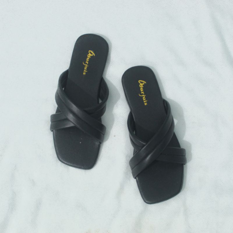 Sandal Flat Wanita Selop Silang Sandal Cewek Korean Style