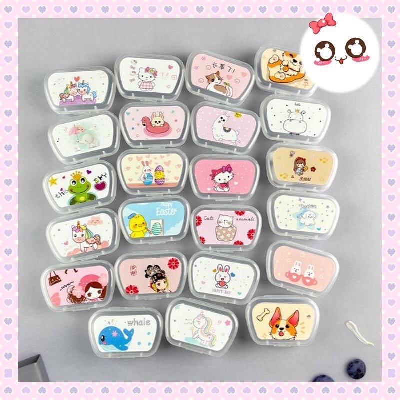 Tempat Softlens Lens Case Plastik Travel Kit 3in1 Karakter isi Cermin