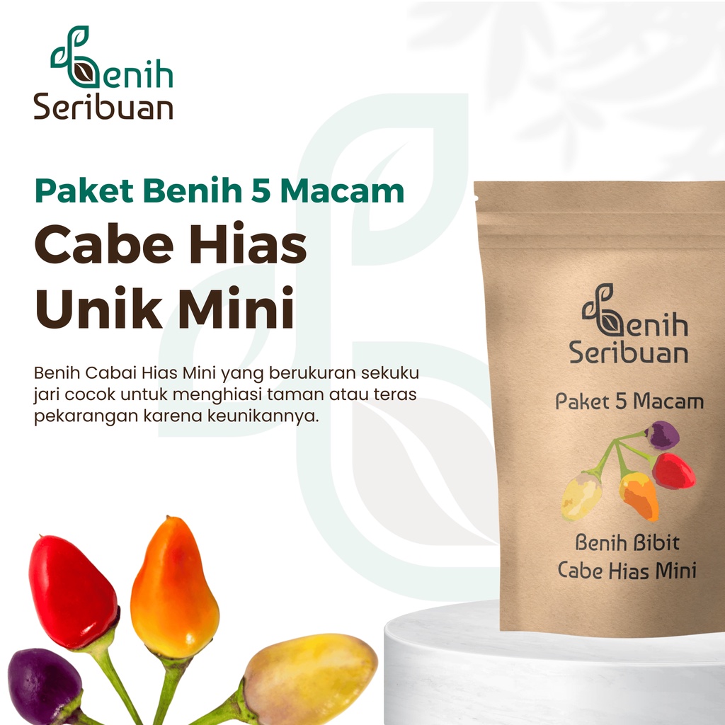 Benih Seribuan - Paket 5 Macam Bibit Cabe Mini Sayuran Cabai Hias Unik